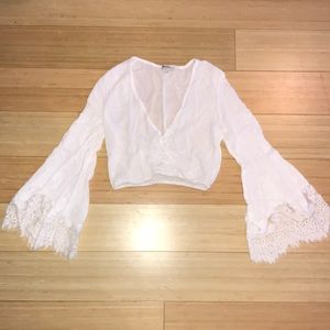 White Bell Sleeve Crop Top
